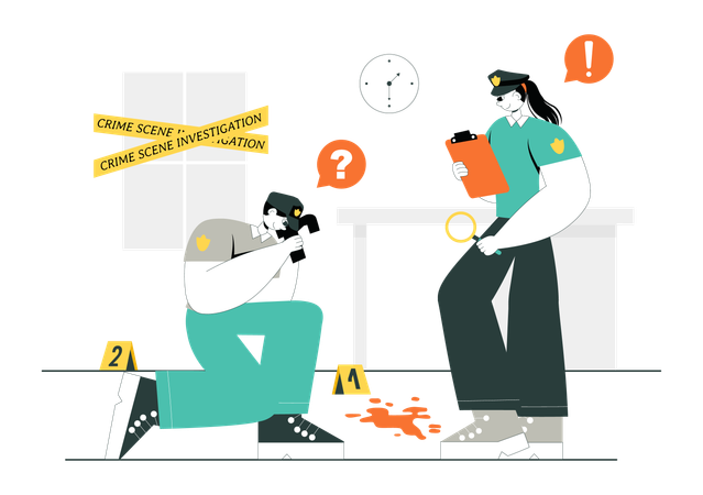 Detetive fazendo investigação criminal  Ilustração