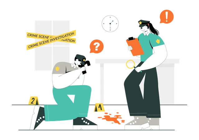 Detetive fazendo investigação criminal  Ilustração