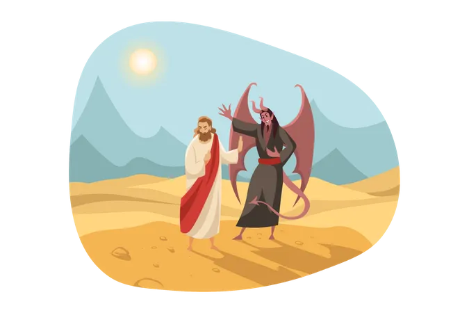 Deus cristão com demônio  Ilustração