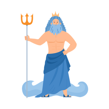 Deus grego do mar Poseidon ou Netuno romano  Ilustração