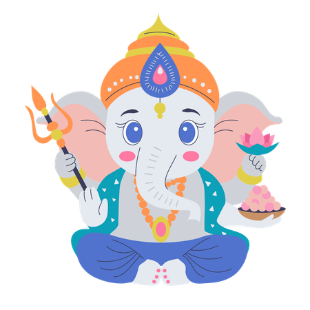 Deus indiano Ganesh  Ilustração