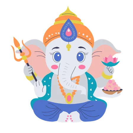 Deus indiano Ganesh  Ilustração