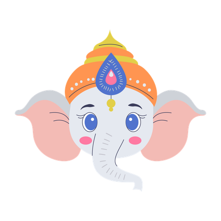 Rosto do deus indiano Ganesh  Ilustração