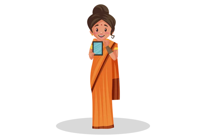 Deusas Sita mostrando celular  Ilustração