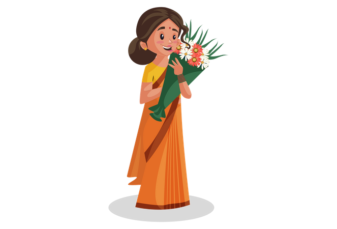 Deusas Sita segurando flores  Ilustração