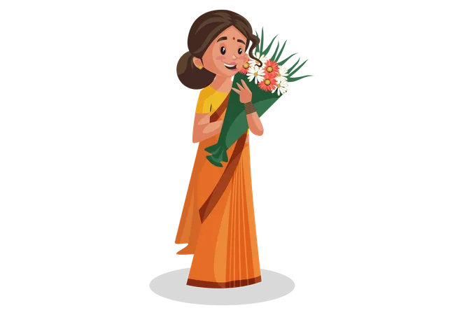 Deusas Sita segurando flores  Ilustração