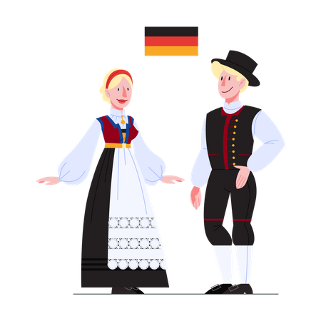 Deutscher Staatsbürger in Nationaltracht  Illustration