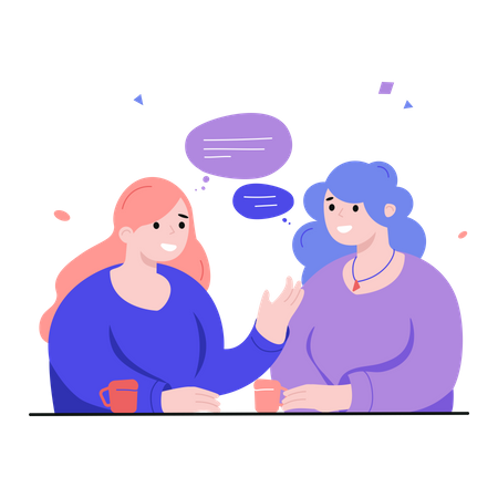 Deux étudiants ayant une conversation  Illustration