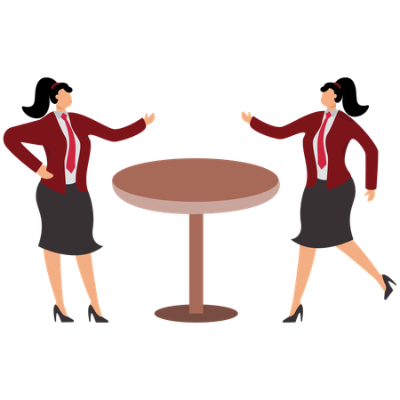 Deux femmes d'affaires à un bureau se blâmant et s'insultant mutuellement  Illustration