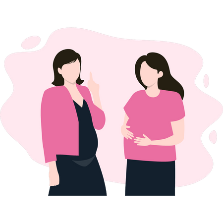 Deux femmes enceintes se parlent  Illustration