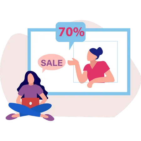 Deux filles discutent en ligne Offre de vente à 70 %  Illustration