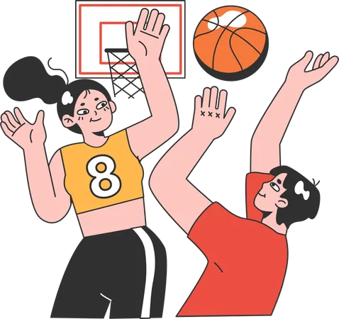 Deux filles jouant au basket  Illustration