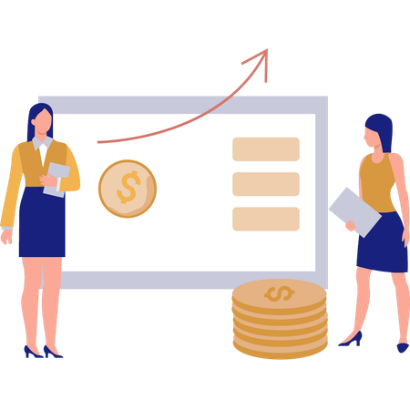 Deux filles parlent de finances  Illustration