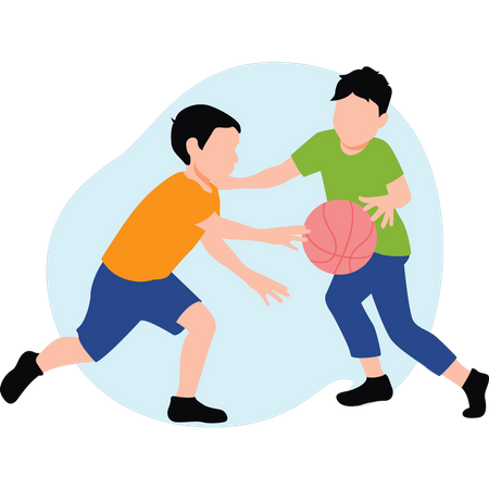 Deux garçons jouant au basket  Illustration