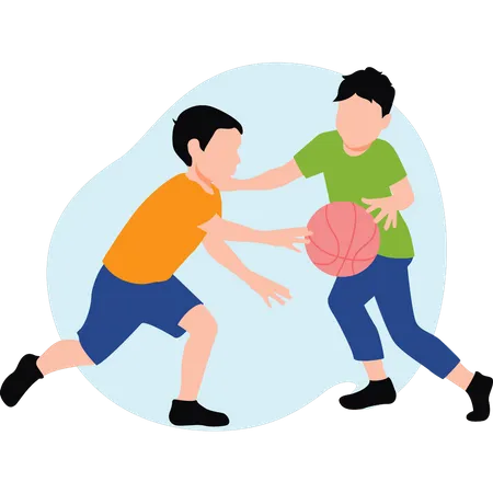 Deux garçons jouant au basket  Illustration