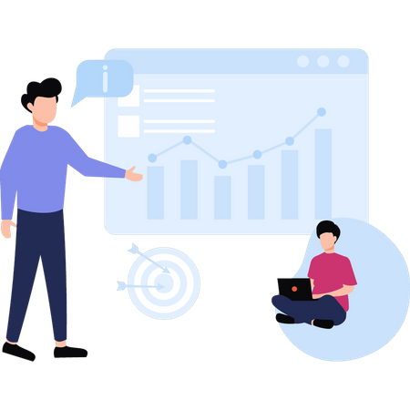 Deux garçons travaillant sur l'analyse graphique  Illustration