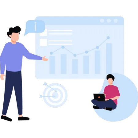 Deux garçons travaillant sur l'analyse graphique  Illustration