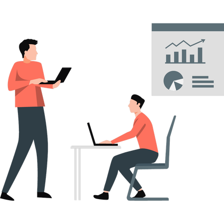 Deux garçons travaillant sur leurs ordinateurs portables  Illustration