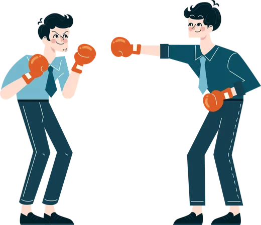 Deux gars jouant à la boxe  Illustration