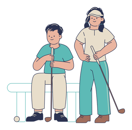 Deux golfeurs sur le parcours  Illustration
