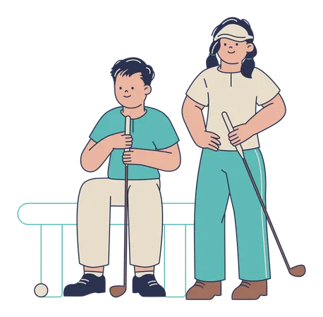 Deux golfeurs sur le parcours  Illustration
