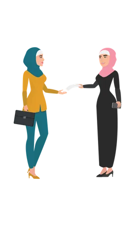 Deux filles hijab faisant des discussions d'affaires  Illustration