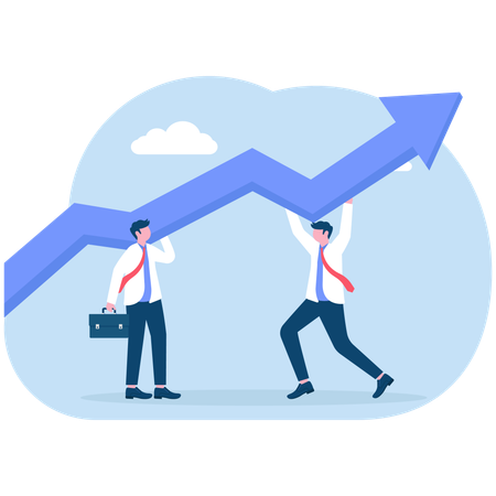 Deux hommes d'affaires tenant un graphique de croissance  Illustration