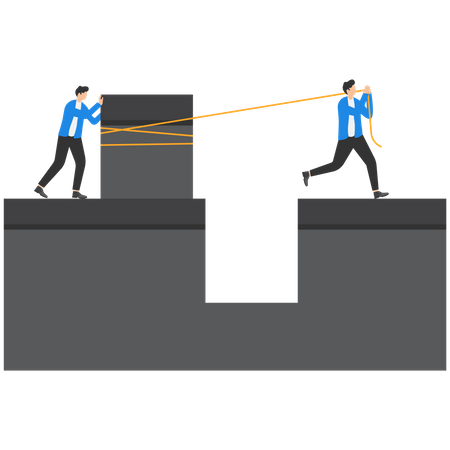 Travail d'équipe de deux hommes d'affaires  Illustration