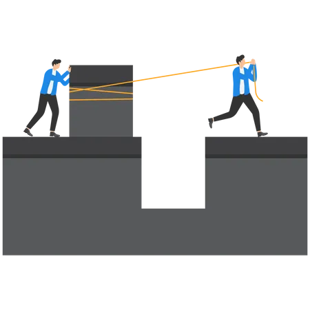 Travail d'équipe de deux hommes d'affaires  Illustration