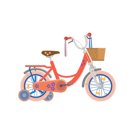 Deux-roues pour enfants avec roues supplémentaires  Illustration