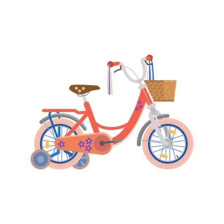 Deux-roues pour enfants avec roues supplémentaires  Illustration