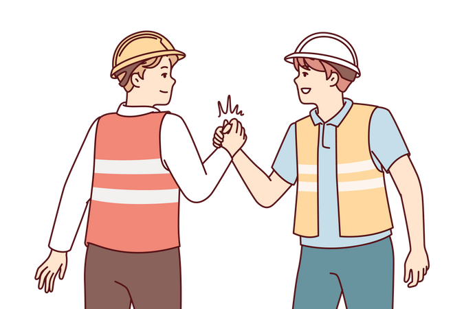 Deux travailleurs travaillent ensemble  Illustration
