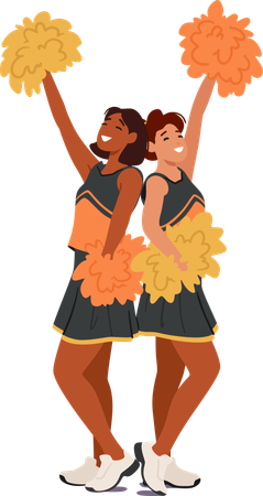 Deux filles pom-pom girls vives  Illustration