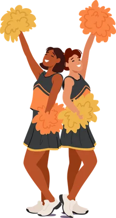 Deux filles pom-pom girls vives  Illustration