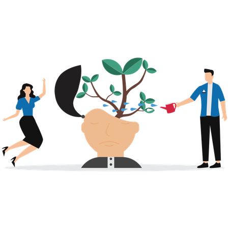 Develop ideas growth mindset on  head human  Illustration