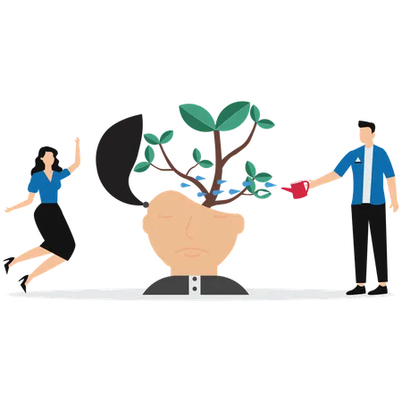 Develop ideas growth mindset on  head human  Illustration