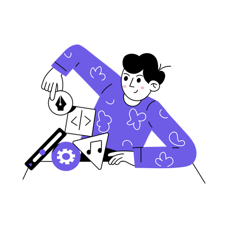 Developer Arranging Apps  Illustration