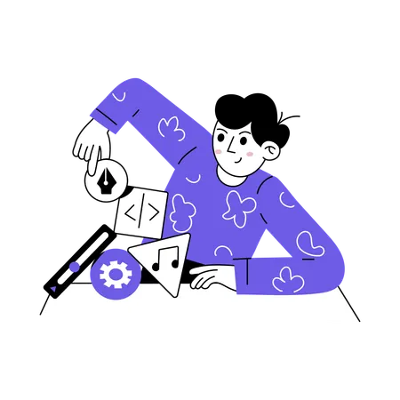 Developer Arranging Apps  Illustration