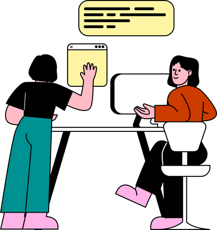 Developer at a tech-packed workspace  イラスト