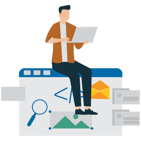 Developer Building a Mobile Application  Illustration