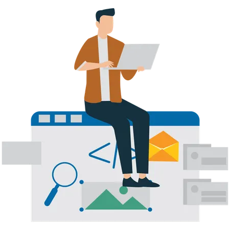 Developer Building a Mobile Application  Illustration