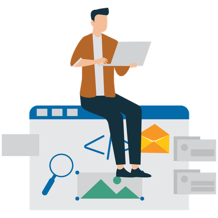 Developer Building a Mobile Application  Illustration