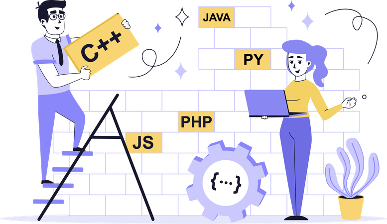 Developer building business software  Illustration