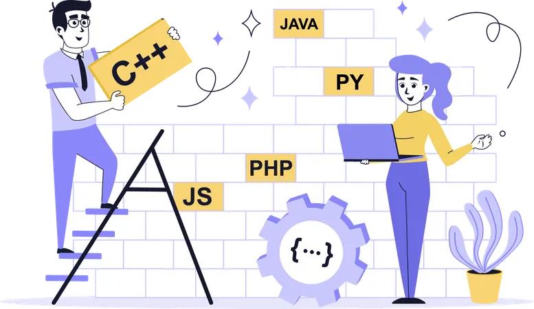 Developer building business software  Illustration