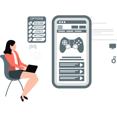 Developer building video game application  Illustration