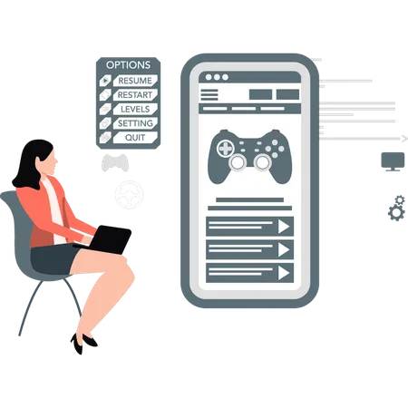 Developer building video game application  Illustration