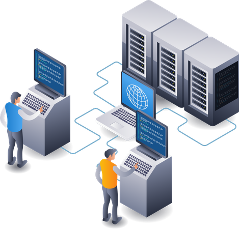 Developer cloud server hosting technology  Illustration