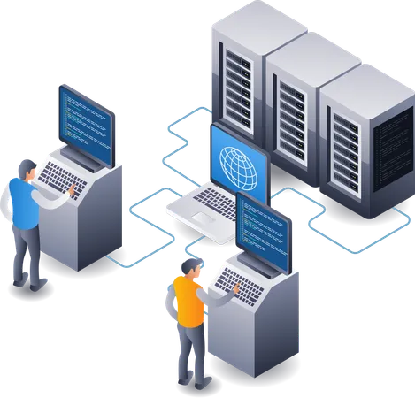 Developer cloud server hosting technology  Illustration