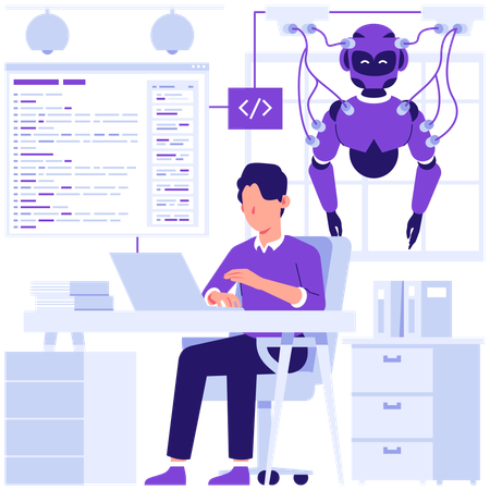 Developer codes for developing robot  Illustration