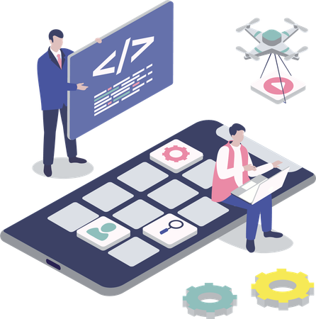 Developer codes for new application  Illustration